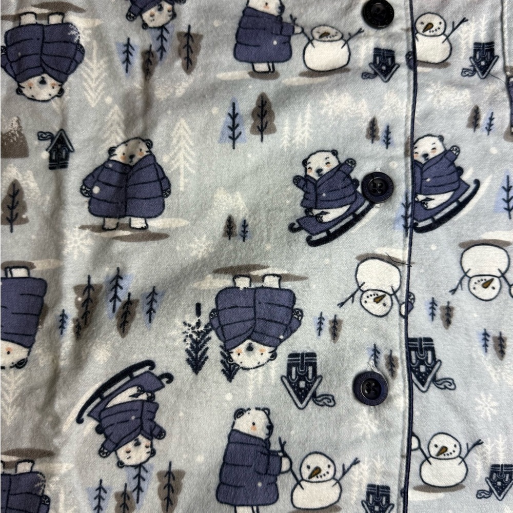 NWT La Vie en Rose Women's Pajama Set in Light Blue Animal Flannel size M - Picture 8 of 16